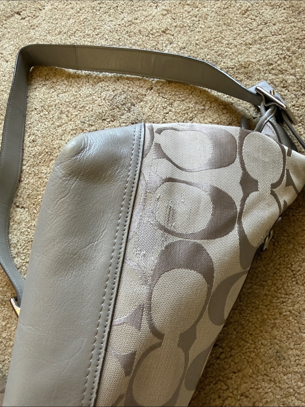Coach Gray Signature Crossbody Hobo Bag - Picture 9 of 9